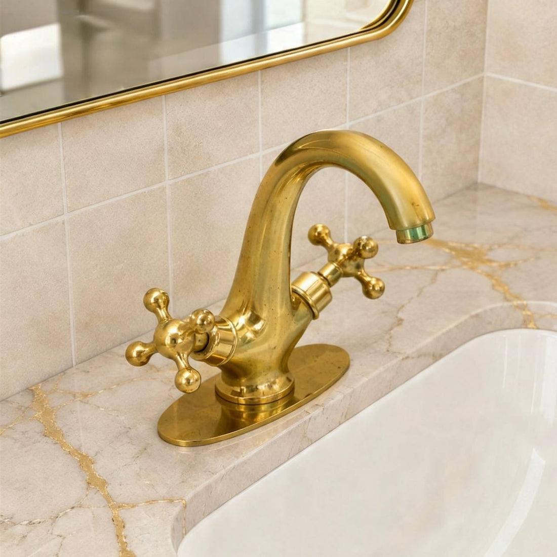 Arena Unlacquered Brass Bathroom Faucet