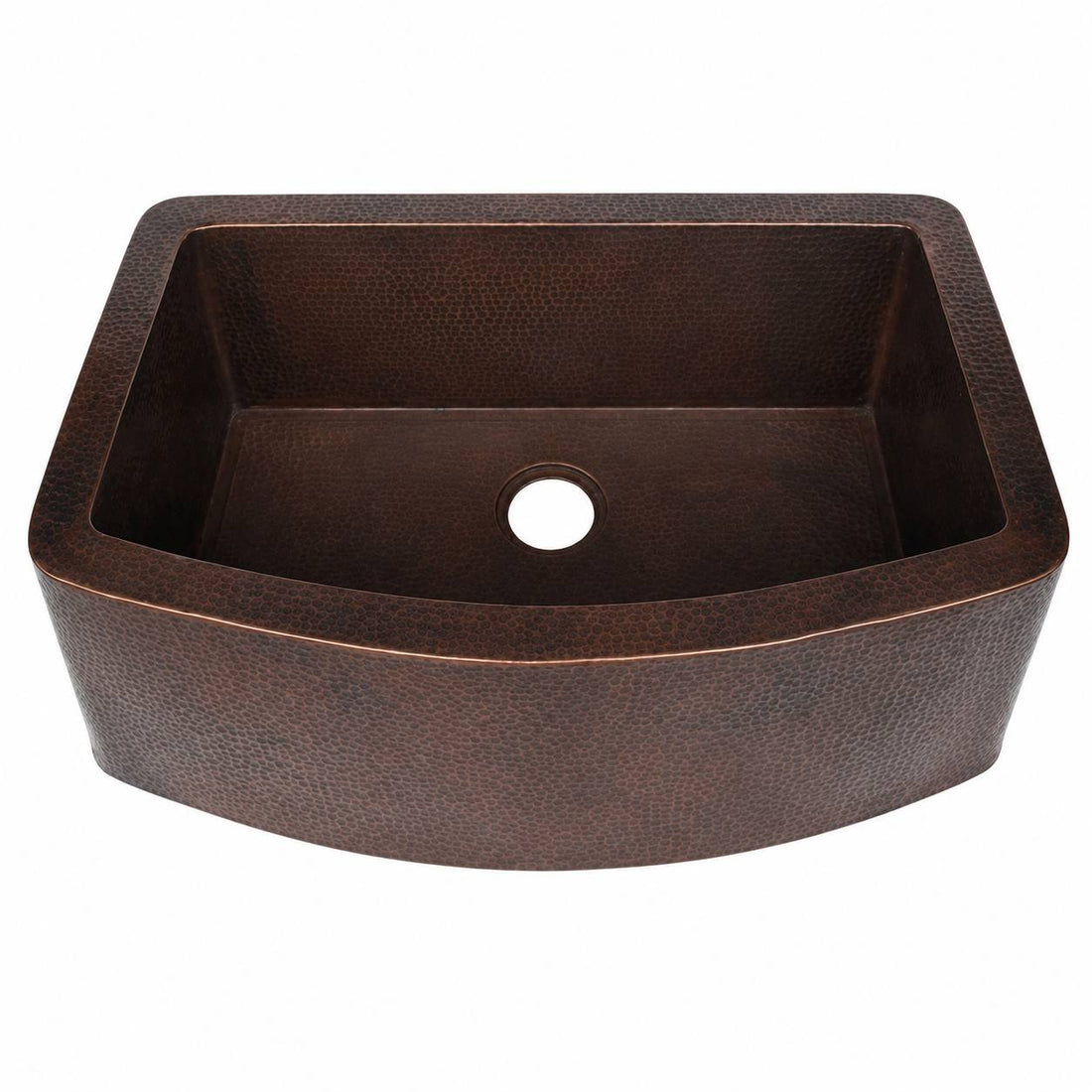Curved Farmhouse Hand-Hammered Copper Kitchen Sink