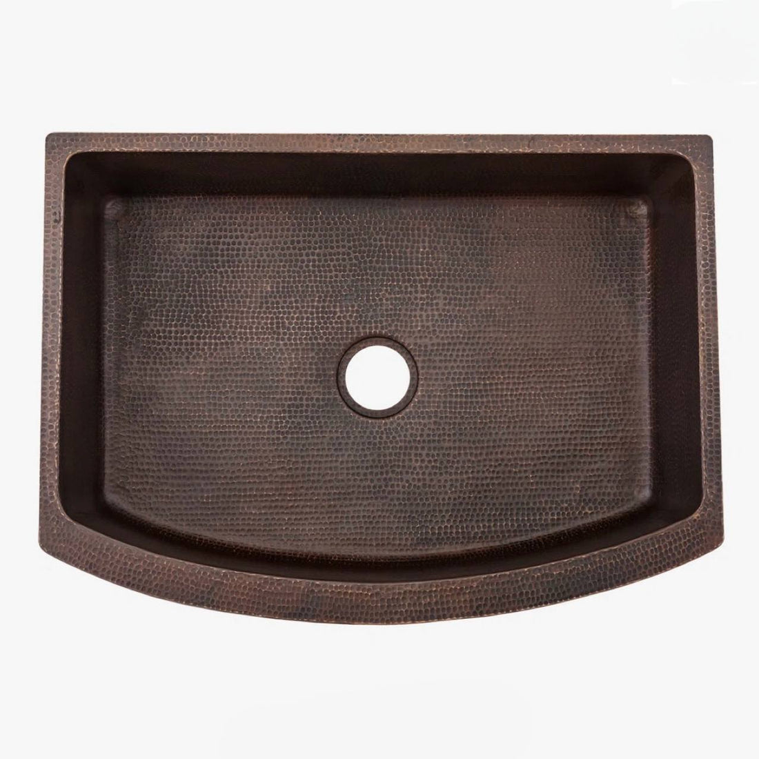 Curved Farmhouse Hand-Hammered Copper Kitchen Sink