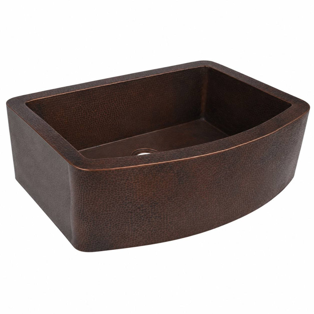 Curved Farmhouse Hand-Hammered Copper Kitchen Sink