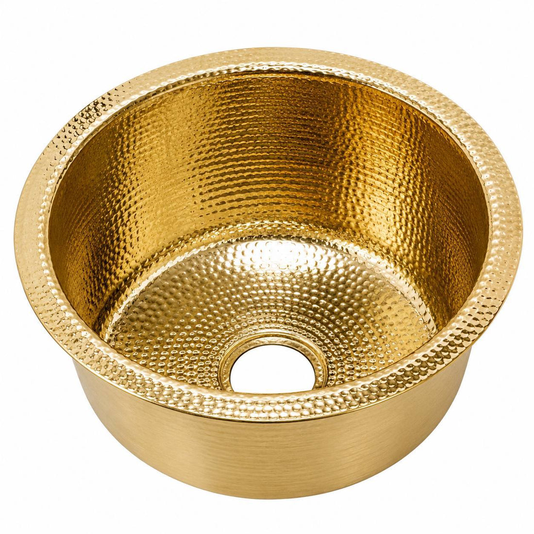 Round Hammered Unlacquered Brass Bar Sink