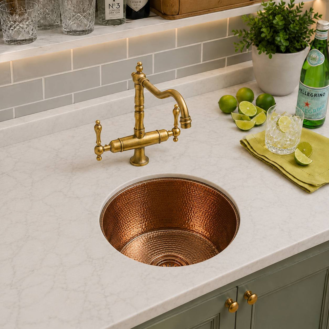 Round Copper Bar Kitchen Sink