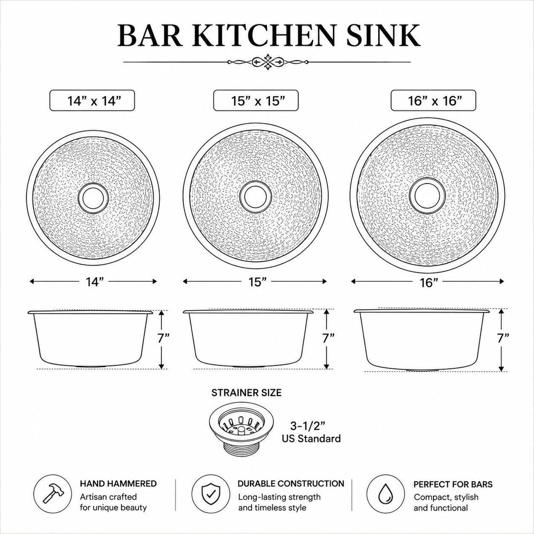 Round Copper Bar Kitchen Sink
