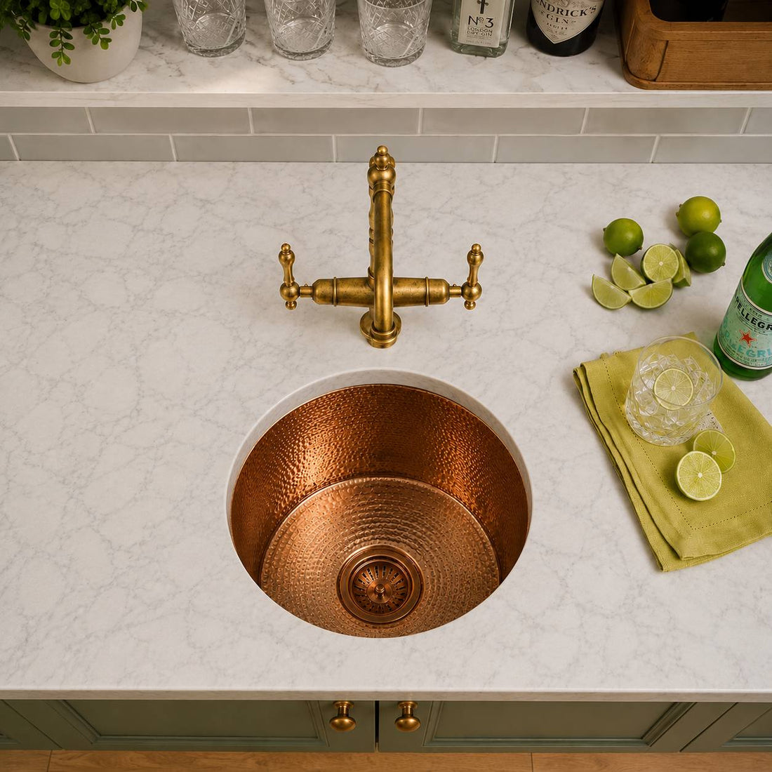 Round Copper Bar Kitchen Sink