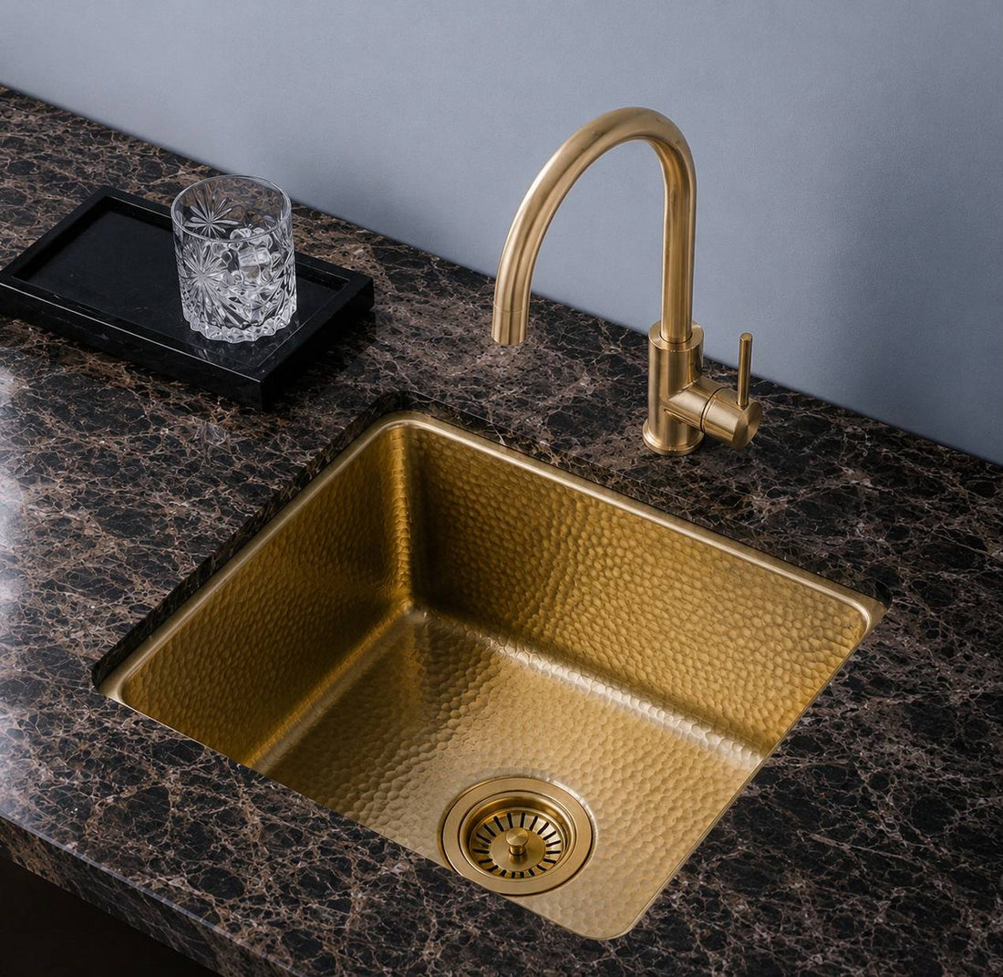 Hammered Polished Brass Bar Sink