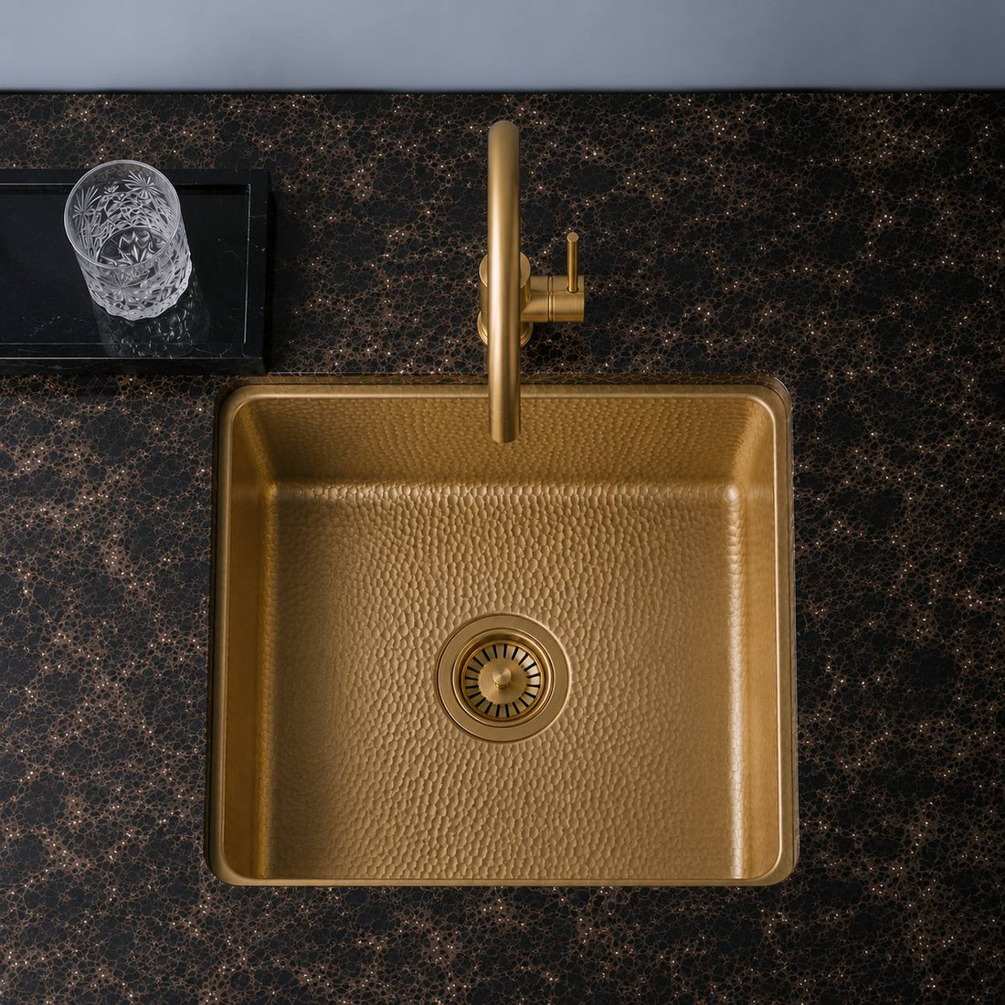 Hammered Polished Brass Bar Sink