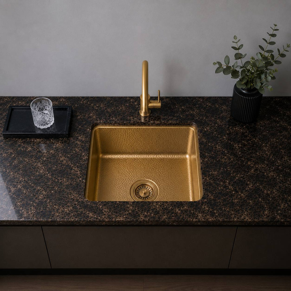Hammered Polished Brass Bar Sink