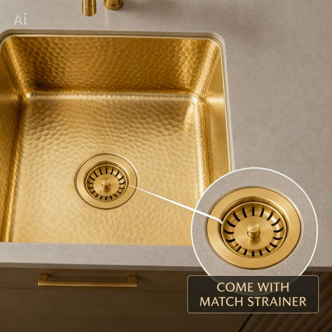 Hammered Polished Brass Bar Sink