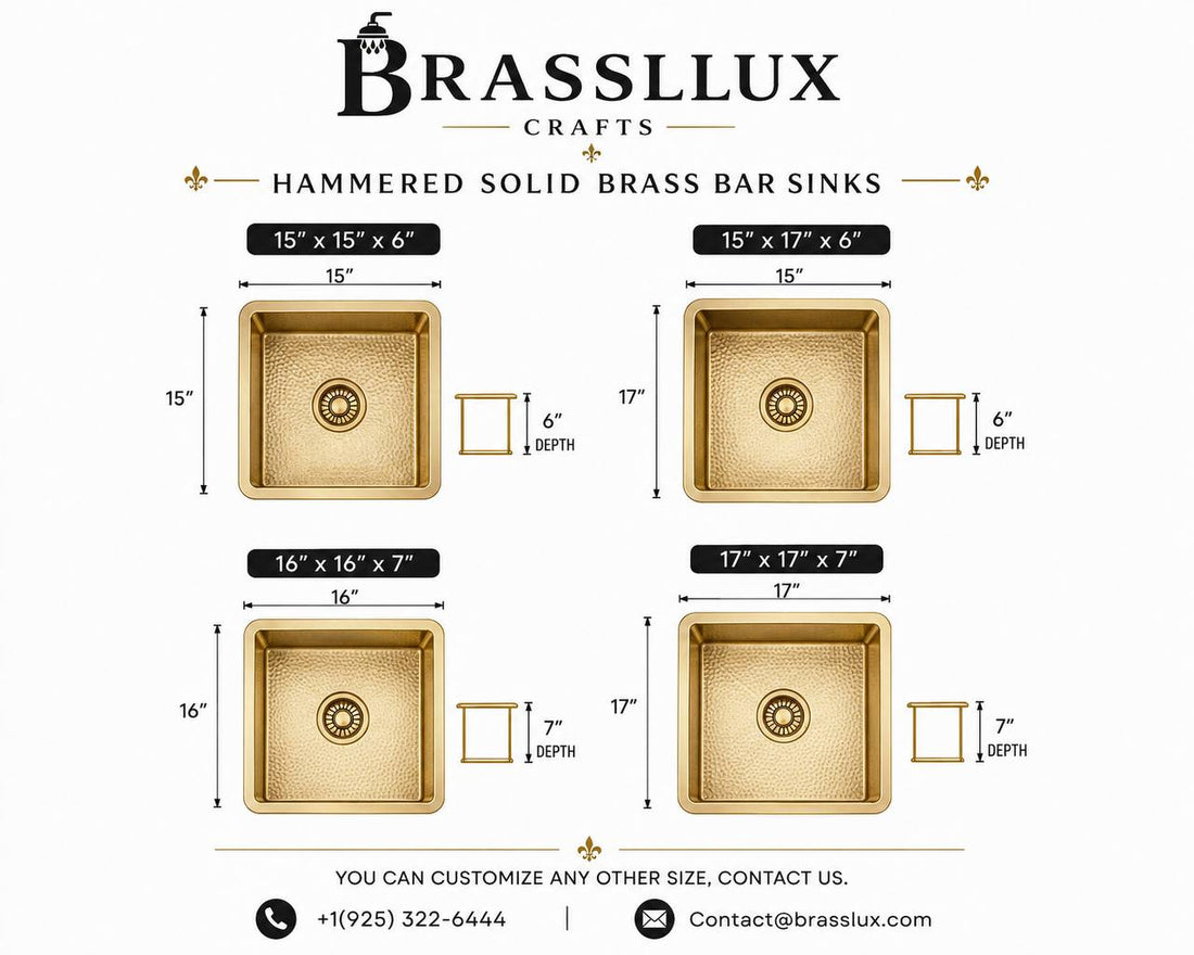 Hammered Polished Brass Bar Sink