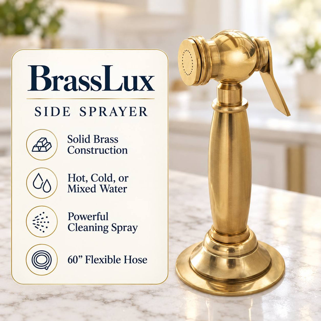 Majestic Kitchen Side Sprayer – Unlacquered Brass
