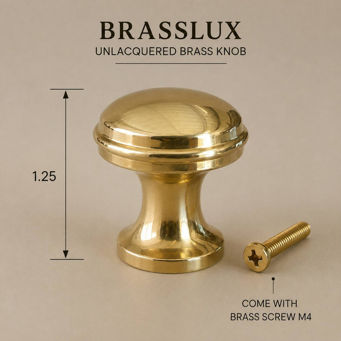 Mushroom Cabinet Knob | Unlacquered Brass - view 5