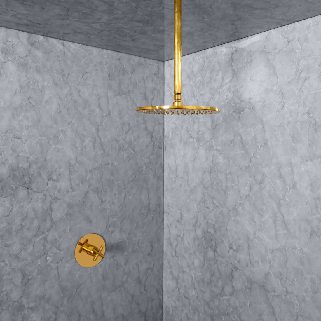 Unlacquered Brass Ceiling Shower Set – Solid Brass