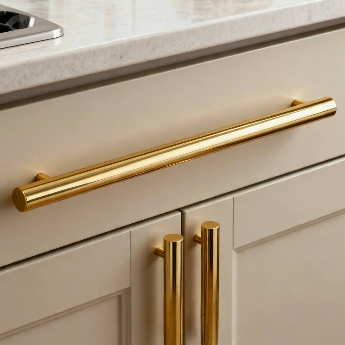 Unlacquered Brass T-Bar Cabinet Pulls