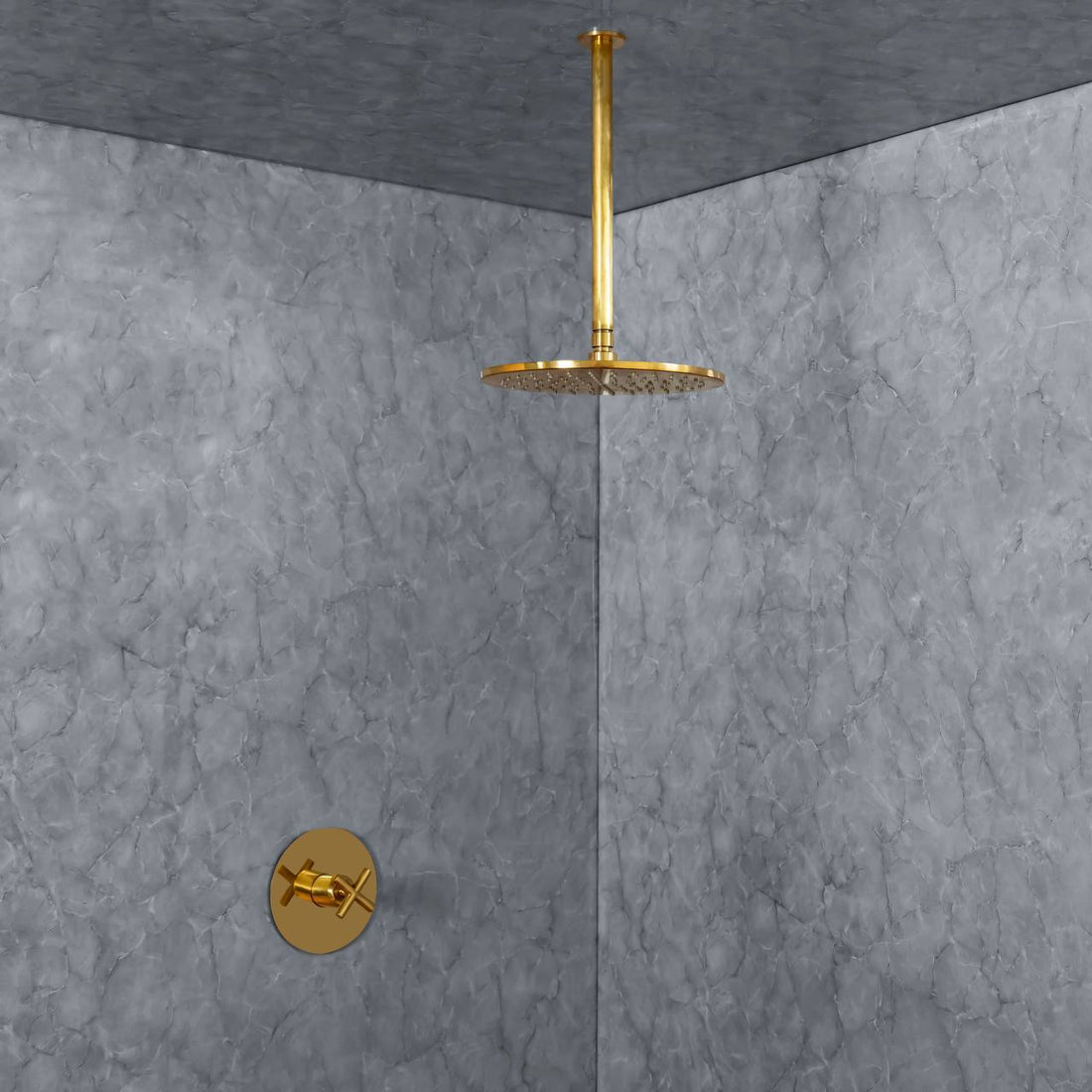 Unlacquered Brass Ceiling Shower Set – Solid Brass