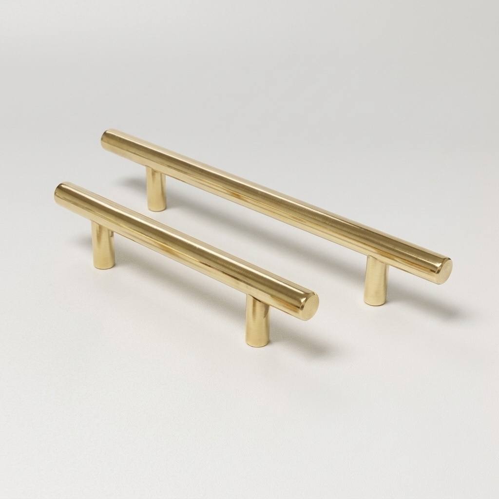 Unlacquered Brass T-Bar Cabinet Pulls